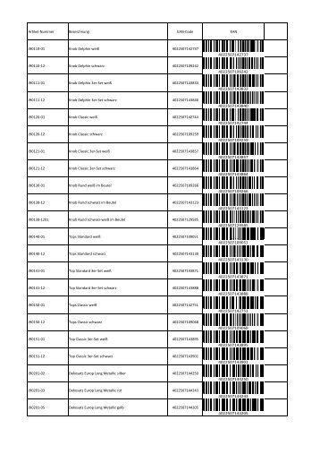 Artikel-Nummer Bezeichnung EAN-Code EAN J90110-01 ... - Henrys