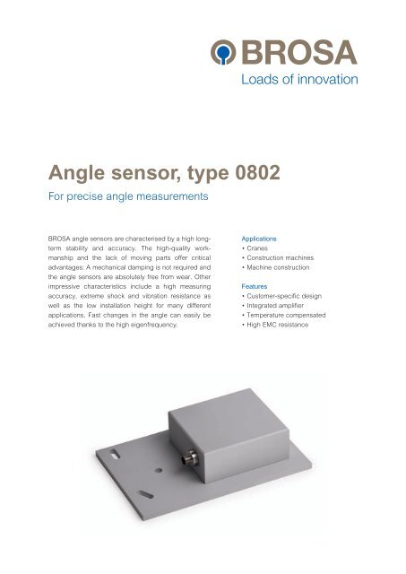 Angle sensor, type 0802 - Brosa AG