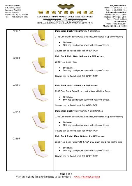 Page 1 of 4 Visit our website for a further range of our ... - Westernex