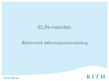 Presentasjon av ELIN-metoden - KITHs