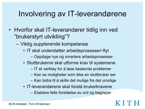 Presentasjon av ELIN-metoden - KITHs