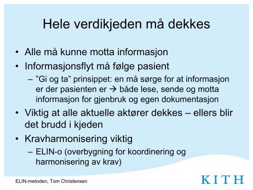 Presentasjon av ELIN-metoden - KITHs