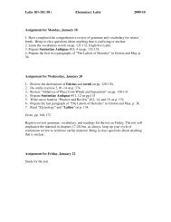 Latin 101-102 (01) Elementary Latin 2009-10 Assignment ... - Classics