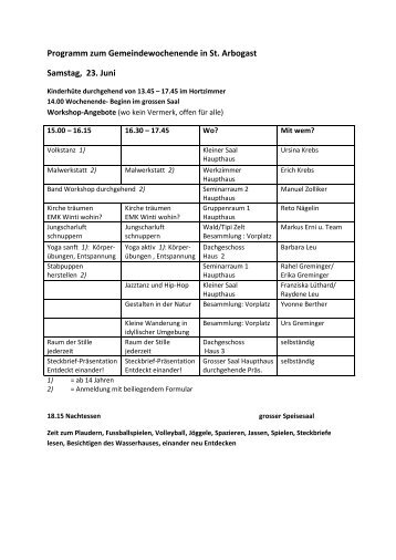 Programm zum Gemeindewochenende in St ... - EMK Winterthur