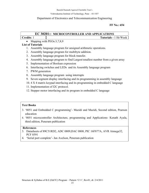 Electronics and Telecommunication Engineering - Vishwakarma ...