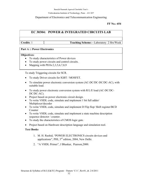 Electronics and Telecommunication Engineering - Vishwakarma ...