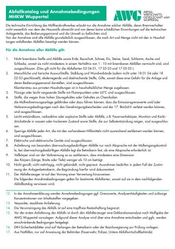 Abfallkatalog und Annahmebedingungen.indd - AWG Wuppertal