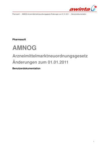 AMNOG Arzneimittelmarktneuordnungsgesetz ... - Awinta GmbH