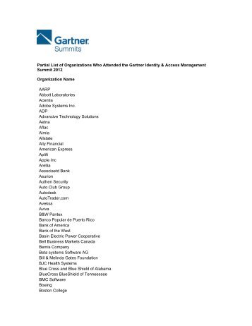 Download Partial List of Attendees - Gartner