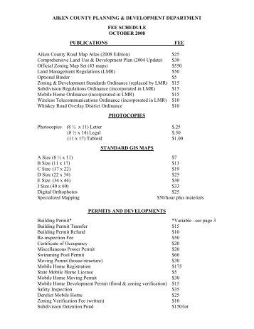 Fee Schedule - Aiken County Government