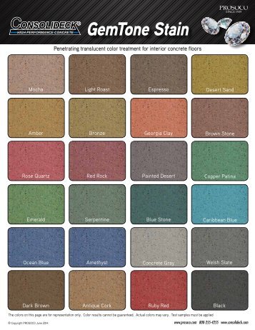 GemTone Stain color chart