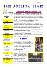 Joblink Times Issue 2 2012 - Greenacres Disability Services