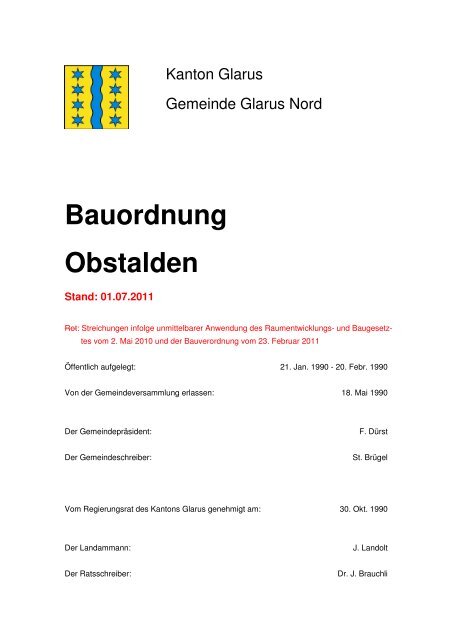 Bauordnung Obstalden neu - Gemeinde Glarus Nord