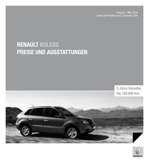 Renault Koleos PReise und ausstattungen 3 Jahre garantie bis ...