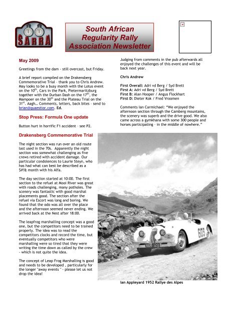 South African Regularity Rally Association Newsletter - The South ...