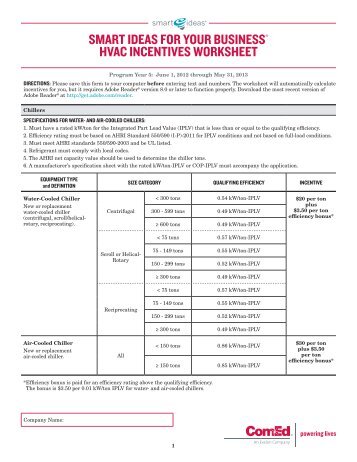 smart ideas for your businessÂ® hvac incentives worksheet - ComEd