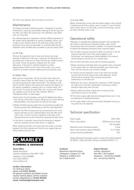 Marley Sustainable Drainage Rainwater Harvesting Kits ... - BHL.co.uk