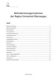 Behindertenorganisationen der Region Emmental-Oberaargau - kbk