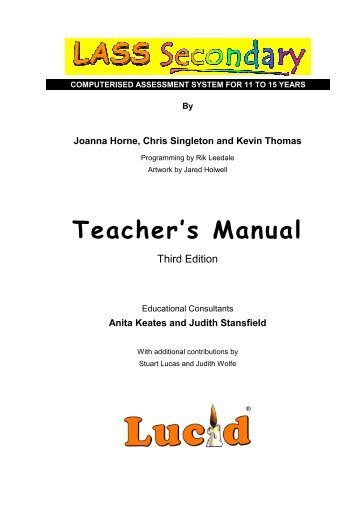 LASS Secondary Teacher's Manual 3rd Edition - Lucid Research