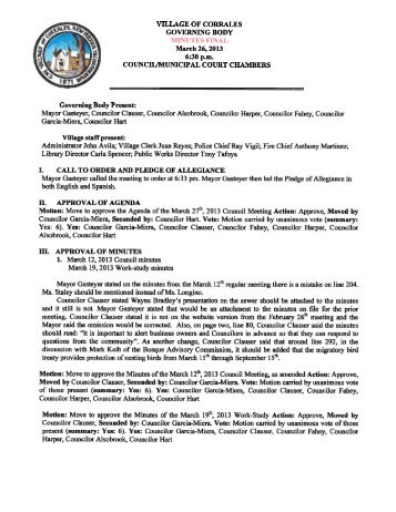 approved 9 April 2013 - Village of Corrales