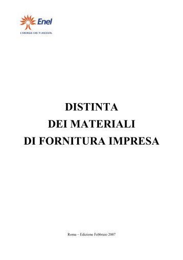 DISTINTA DEI MATERIALI DI FORNITURA IMPRESA - Fornitori - Enel