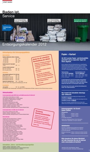 Baden ist. Service Entsorgungskalender 2012