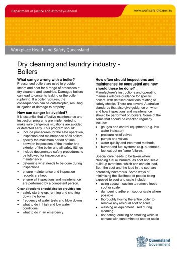 Dry cleaning and laundry industry – Boilers - Queensland Government