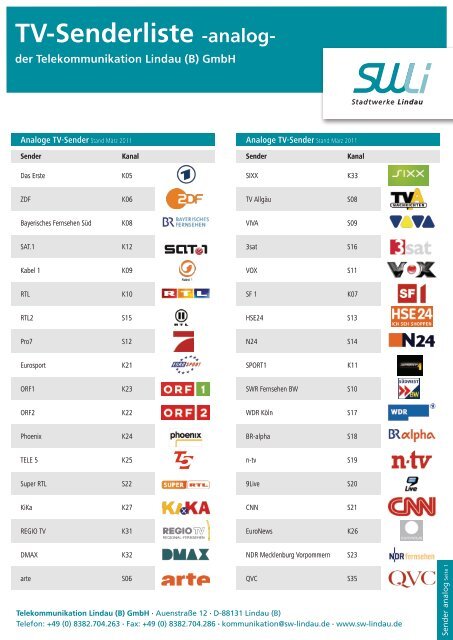 TV-Senderliste -analog-