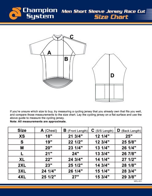 mens small jersey size chart