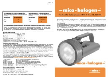 Handbuch für die Handleuchten MICA IL-61 und IL-61 NiMH