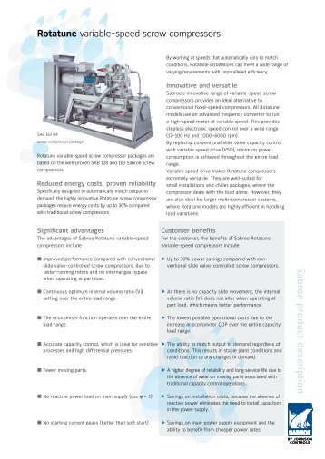 Sabroe Rotatune Screw compressors.pdf - Reftech Refrigeration