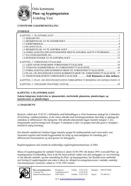 Oslo Kommune Plan Og Bygningsetaten Avdeling Vest