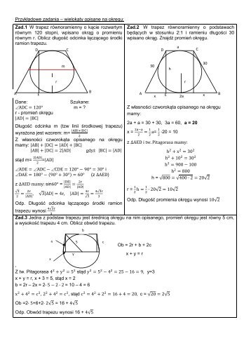 przykÅadowe zadania - wielokÄty opisane na ... - Zsg.wroclaw.pl