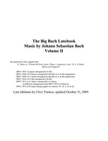 The Big Bach Lutebook Music by Johann Sebastian Bach Volume II