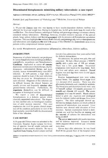 Disseminated histoplasmosis mimicking miliary tuberculosis: a case ...