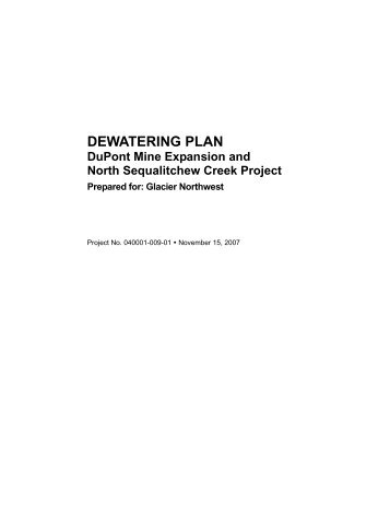 DEWATERING PLAN - City of DuPont