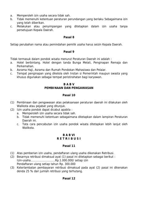 PERATURAN DAERAH KOTA PEKANBARU Nomor - Mahkamah ...