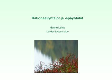 Rationaaliyhtälöt ja -epäyhtälöt - Lahti