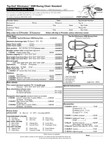 Top End OSR Eliminator order form - Phc-online.com