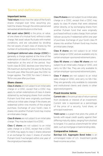 Putnam Short Duration Income Fund - Putnam Investments