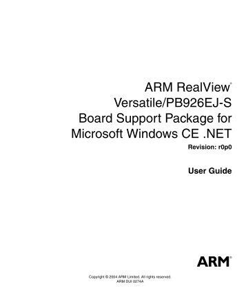 ARM RealView Versatile/PB926EJ-S Board Support Package for ...