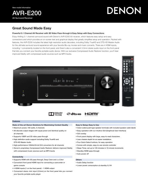 AVR-E200 - Audio General Inc.