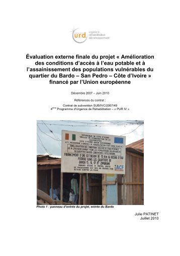 Evaluation du projet d'ACF - Groupe URD