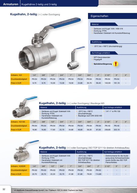 Kugelhähne | Antriebe | Armaturen | Kompensatoren ... - Steeltrade.at