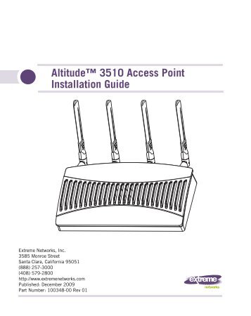 AltitudeÃ¢Â„Â¢ 3510 Access Point Installation Guide - Extreme Networks
