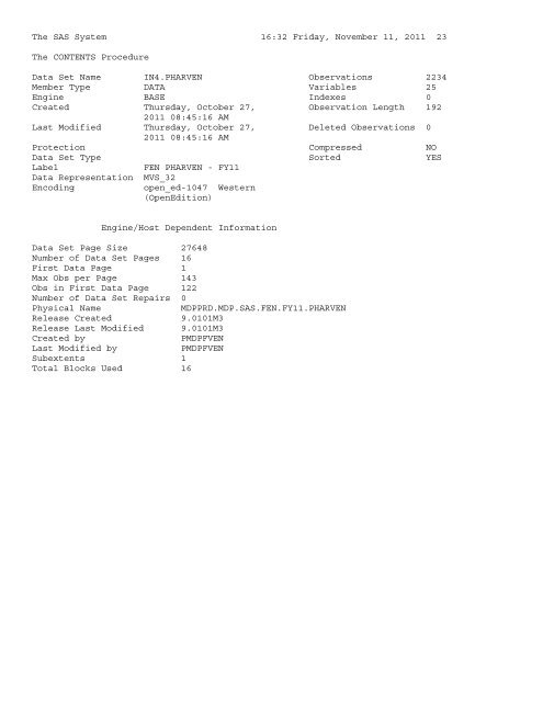 The SAS System 16:32 Friday, November 11, 2011 23 The ... - HERC