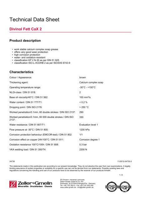 Technical Data Sheet - Zeller+Gmelin GmbH