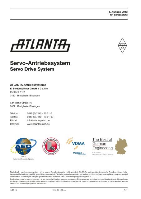 Servo-Antriebssystem - Atlanta Antriebssysteme E. Seidenspinner ...