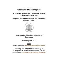 Groucho Marx Papers [finding aid]. Library of Congress. [PDF ...
