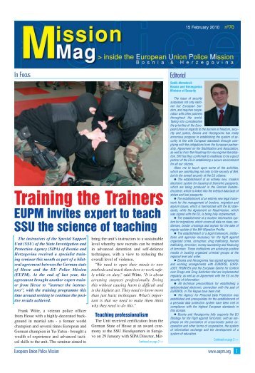 Training the Trainers - European Union police Mission in B&H